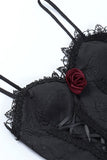 Correas de espagueti Vestido negro de la década de 1950 con encaje