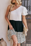 Blanco A Línea Vestido de Verano Un Hombro