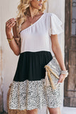 Blanco A Línea Vestido de Verano Un Hombro
