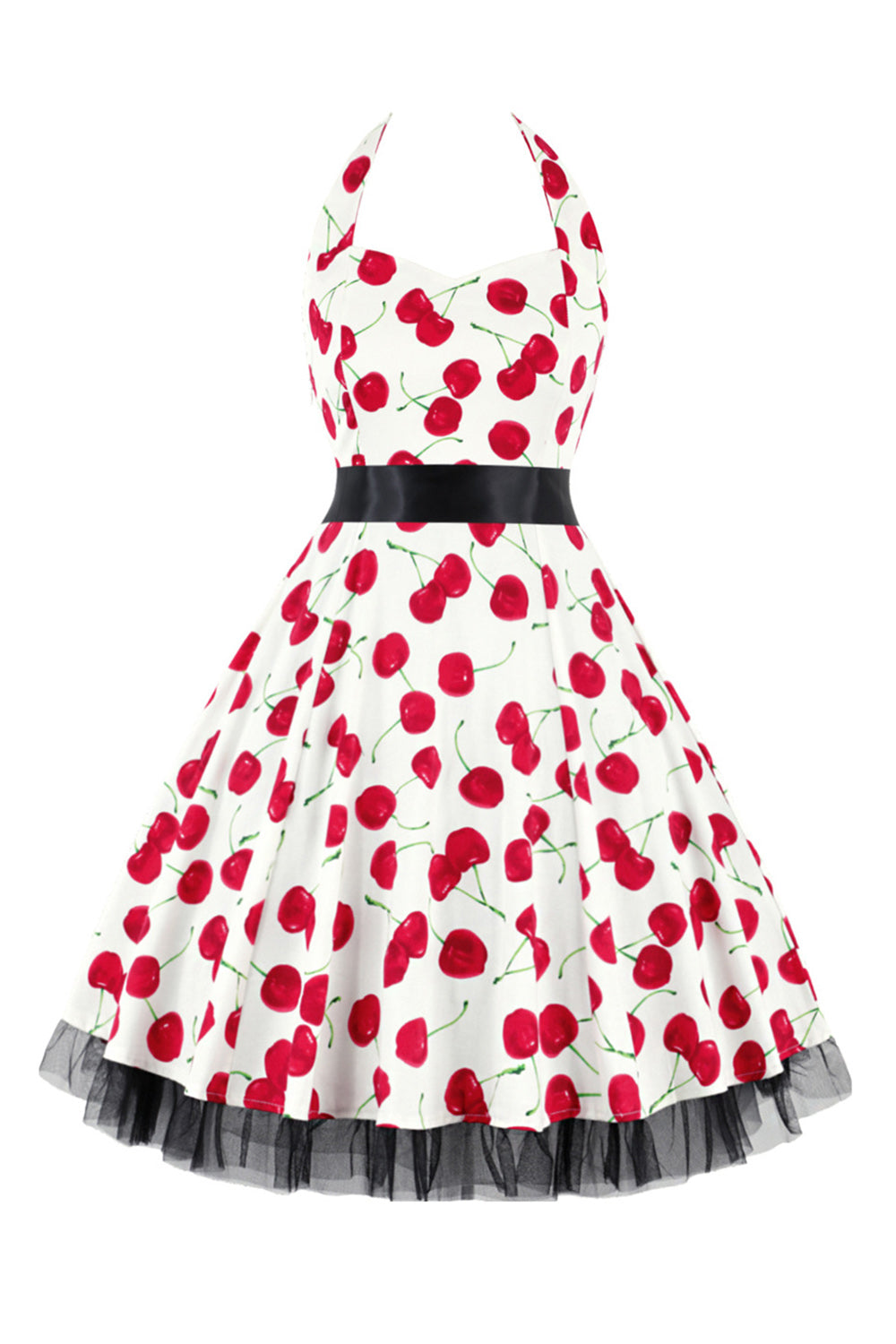 Halter Tul 1950s Vestido Estamapdo