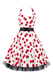 Halter Tul 1950s Vestido Estamapdo