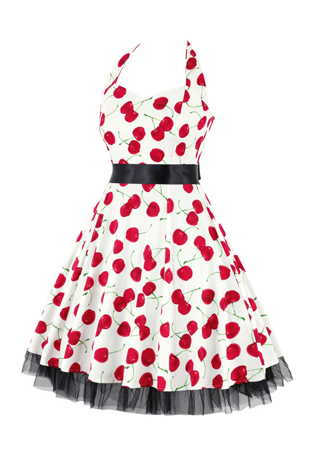 Halter Tul 1950s Vestido Estamapdo