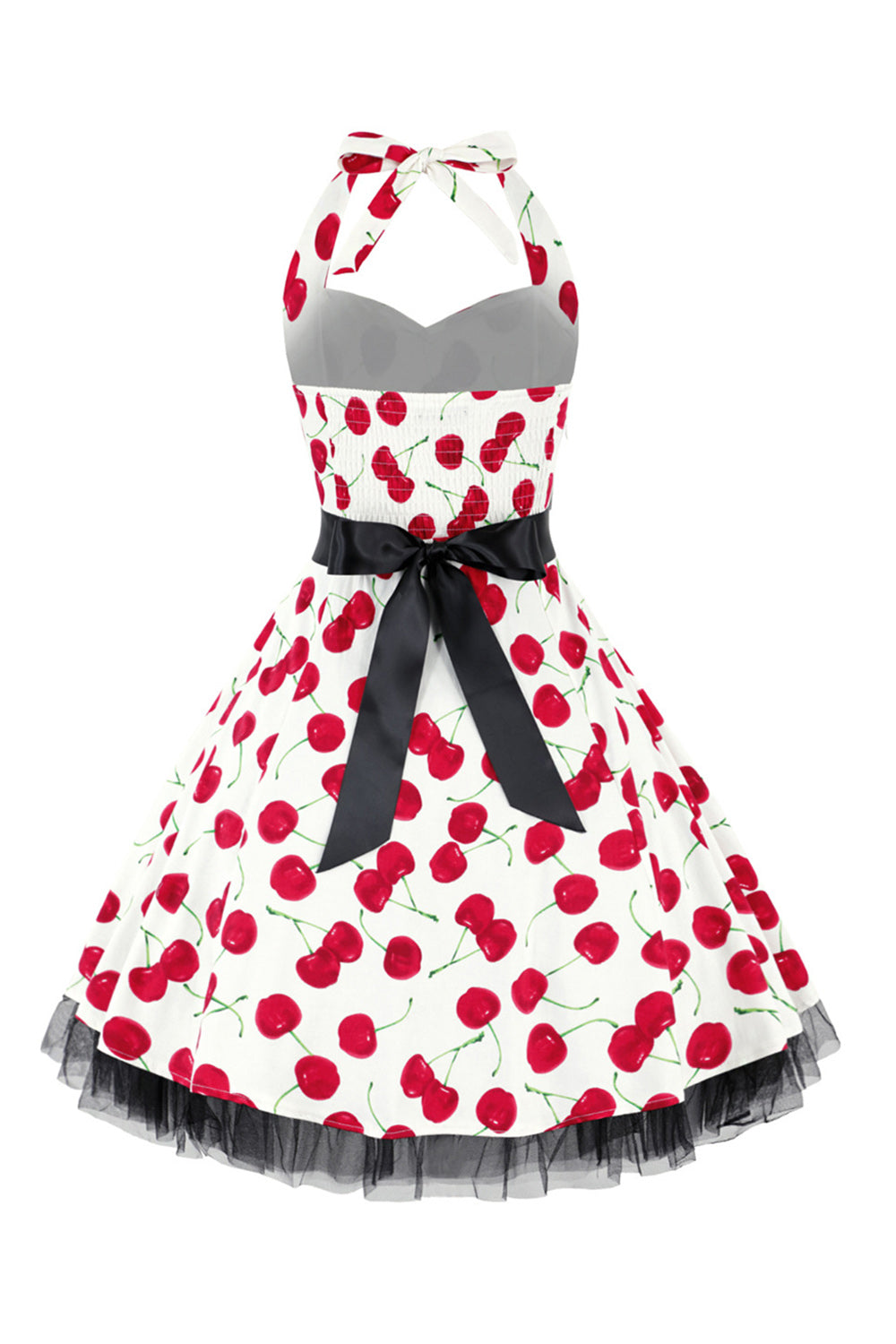 Halter Tul 1950s Vestido Estamapdo