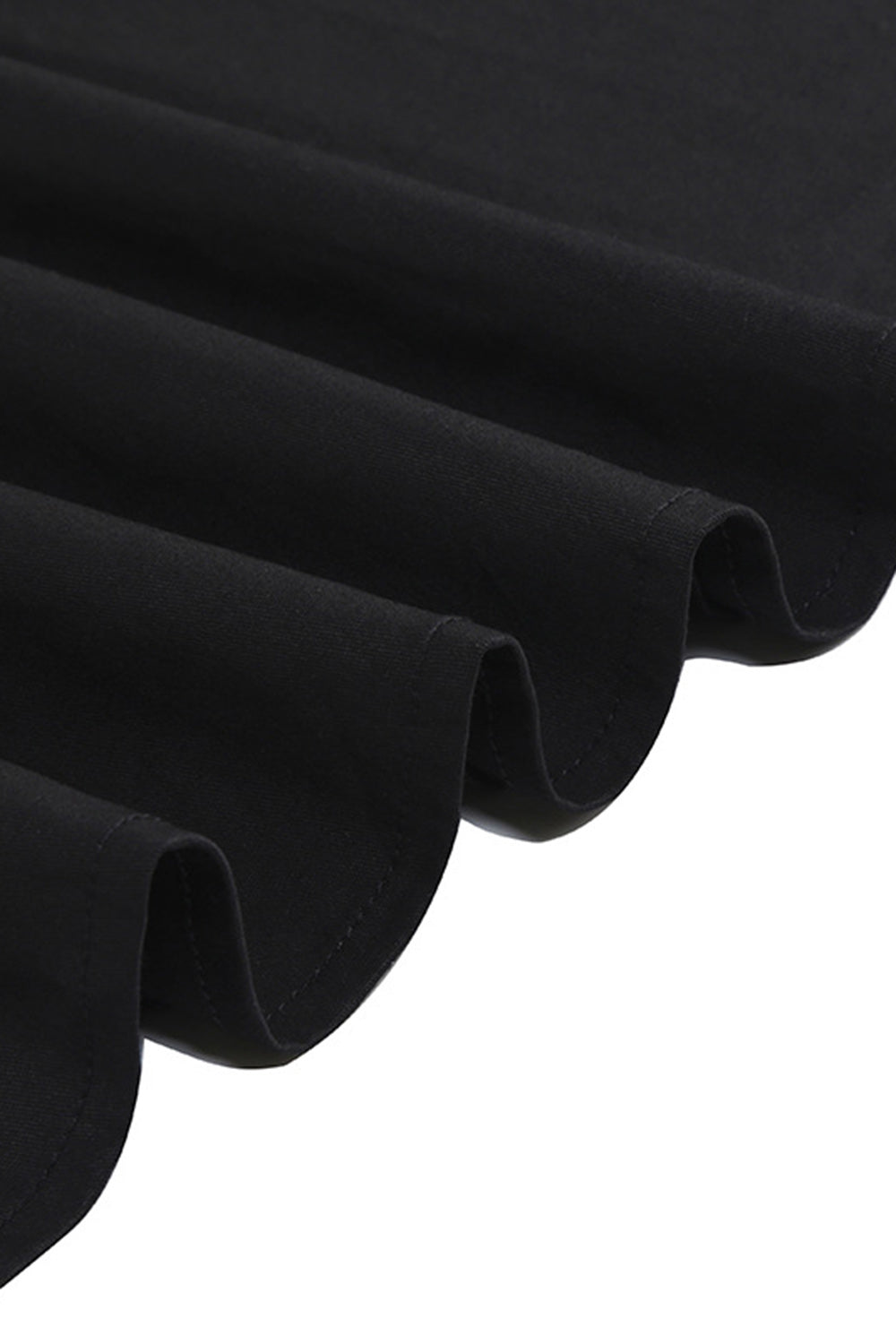 Cuello en V Mangas Cortas A Cuadros Negro 1950s Vestido Con Cinturón