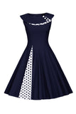 Lunares Rojo 1950s Vestido Con Botón