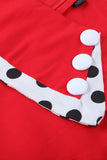 Lunares Rojo 1950s Vestido Con Botón