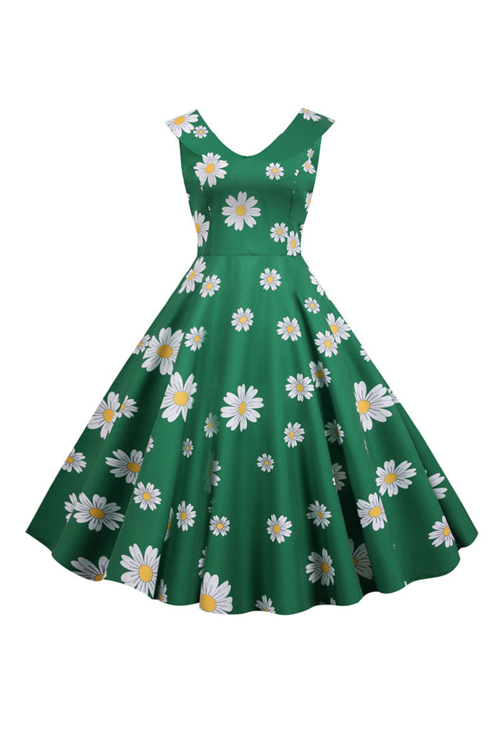 Vestido de 1950 Amarillo Estamapdo Sin Mangas
