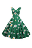 Vestido de 1950 Amarillo Estamapdo Sin Mangas