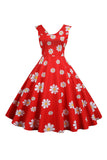 Vestido de 1950 Amarillo Estamapdo Sin Mangas