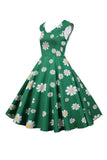 Vestido de 1950 Amarillo Estamapdo Sin Mangas