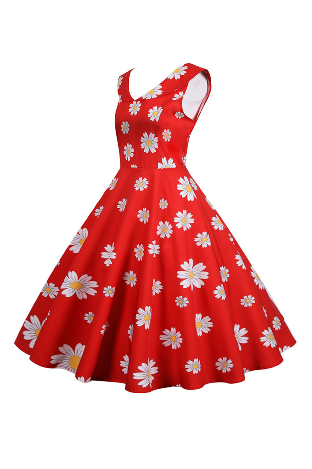 Vestido de 1950 Amarillo Estamapdo Sin Mangas