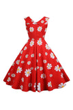 Vestido de 1950 Amarillo Estamapdo Sin Mangas