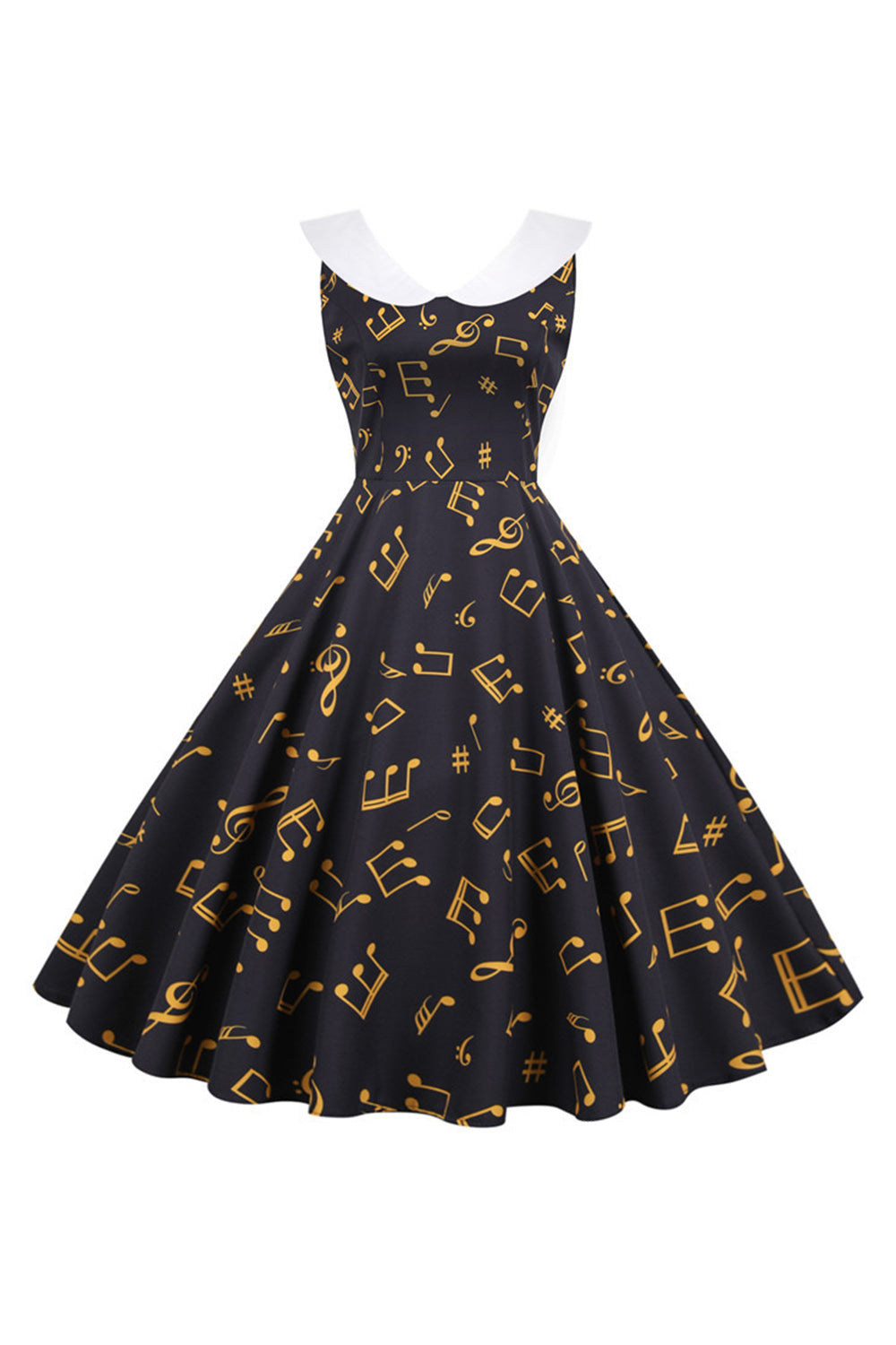 Vestido Vintage Amarillo Sin Mangas Estampado