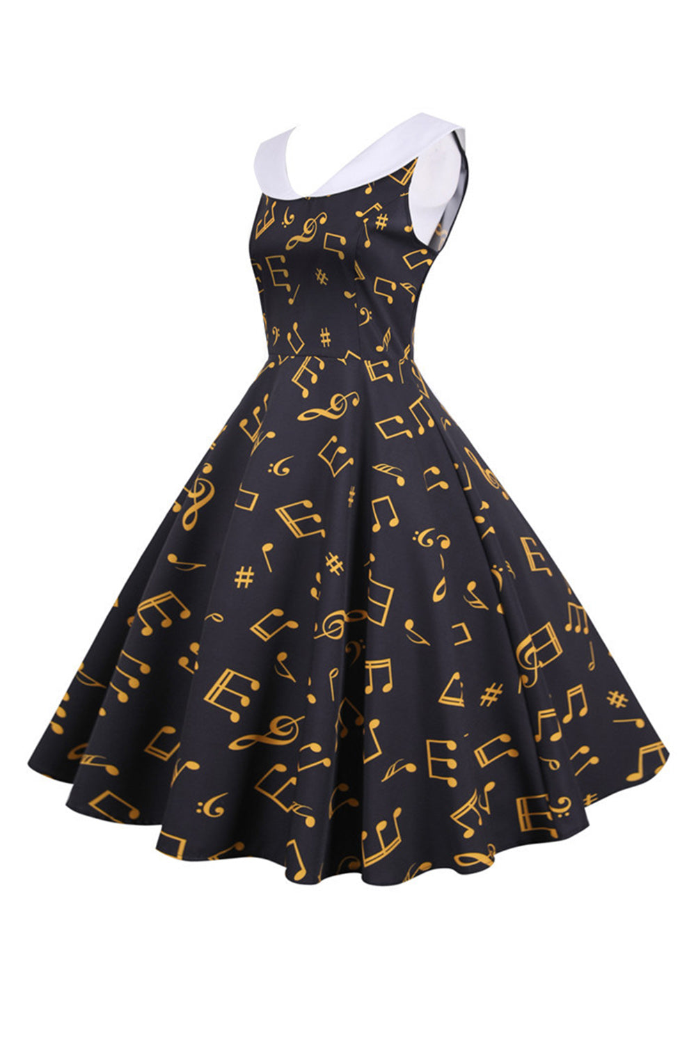Vestido Vintage Amarillo Sin Mangas Estampado