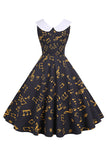 Vestido Vintage Amarillo Sin Mangas Estampado
