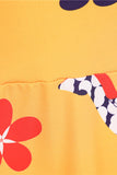 Vestido Vintage Amarillo Sin Mangas Estampado