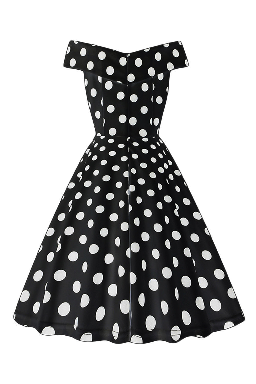 Blanco Fuera del Hombro Lunares Vestido Vintage
