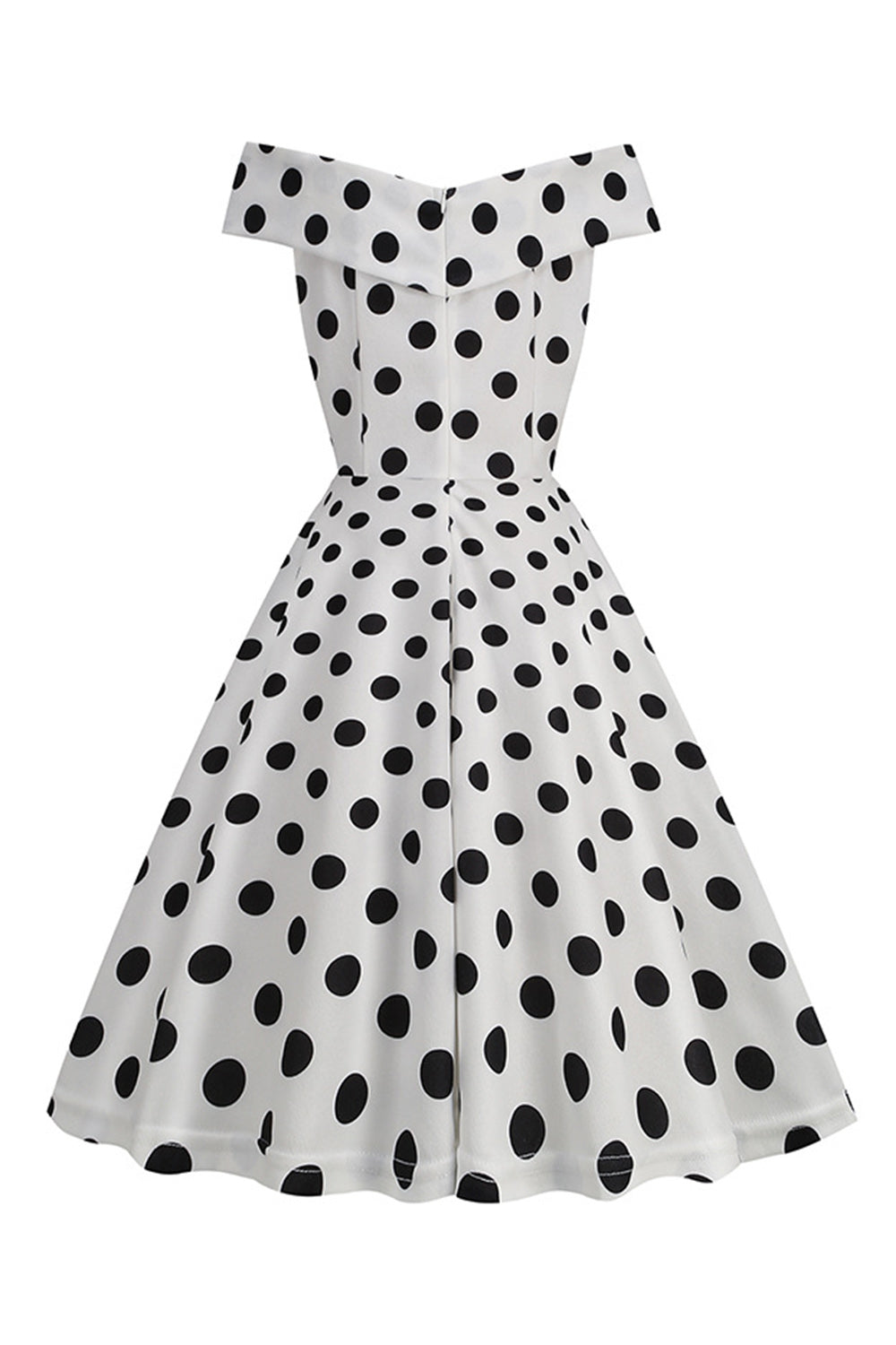 Blanco Fuera del Hombro Lunares Vestido Vintage