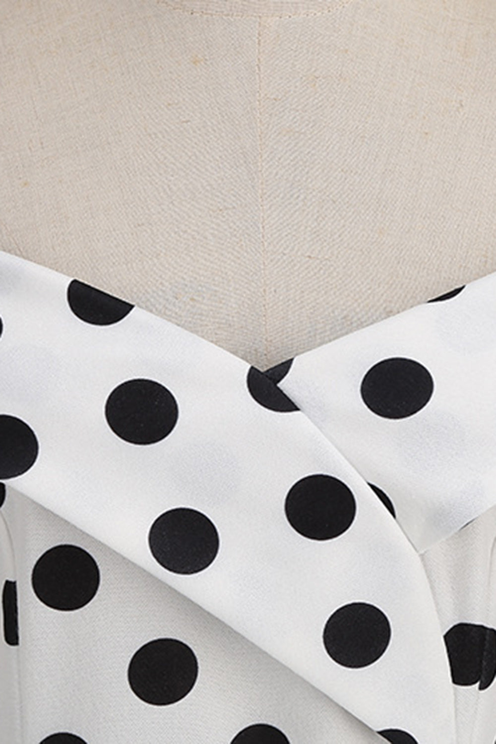 Blanco Fuera del Hombro Lunares Vestido Vintage
