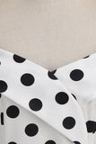 Blanco Fuera del Hombro Lunares Vestido Vintage