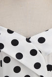 Blanco Fuera del Hombro Lunares Vestido Vintage