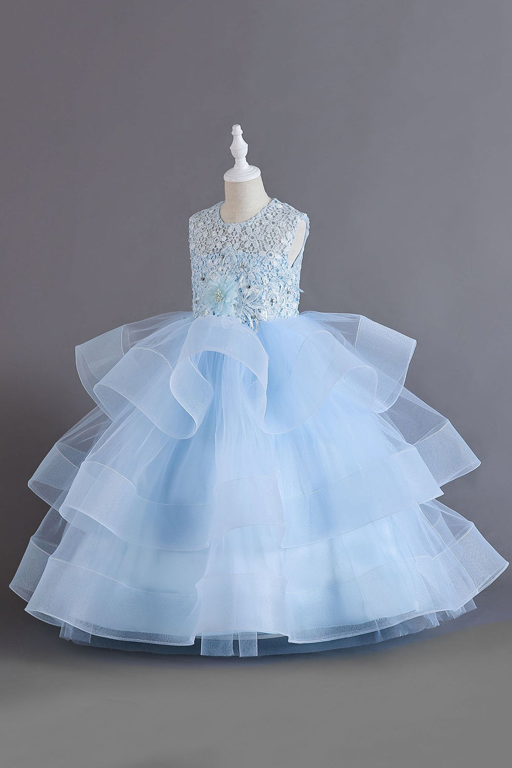 Una línea Tul Borgoña sin mangas para niñas vestidos con lazo
