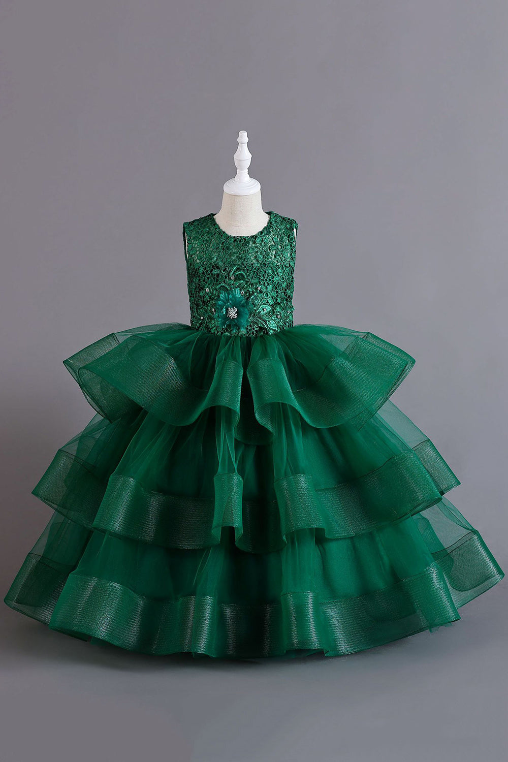Una línea Tul Borgoña sin mangas para niñas vestidos con lazo