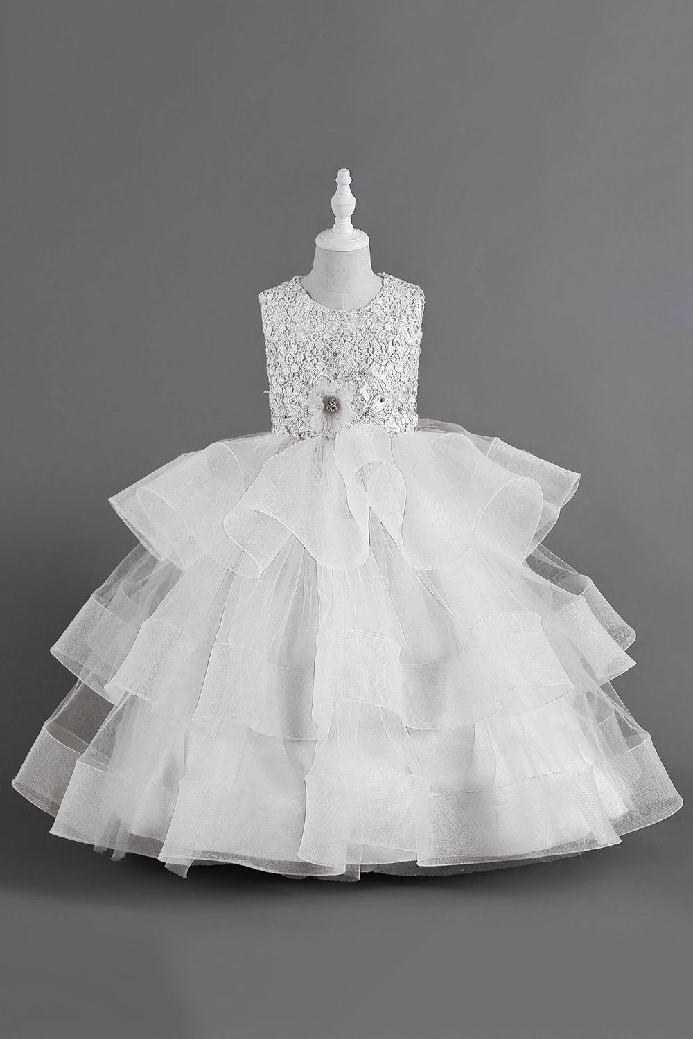 Una línea Tul Borgoña sin mangas para niñas vestidos con lazo