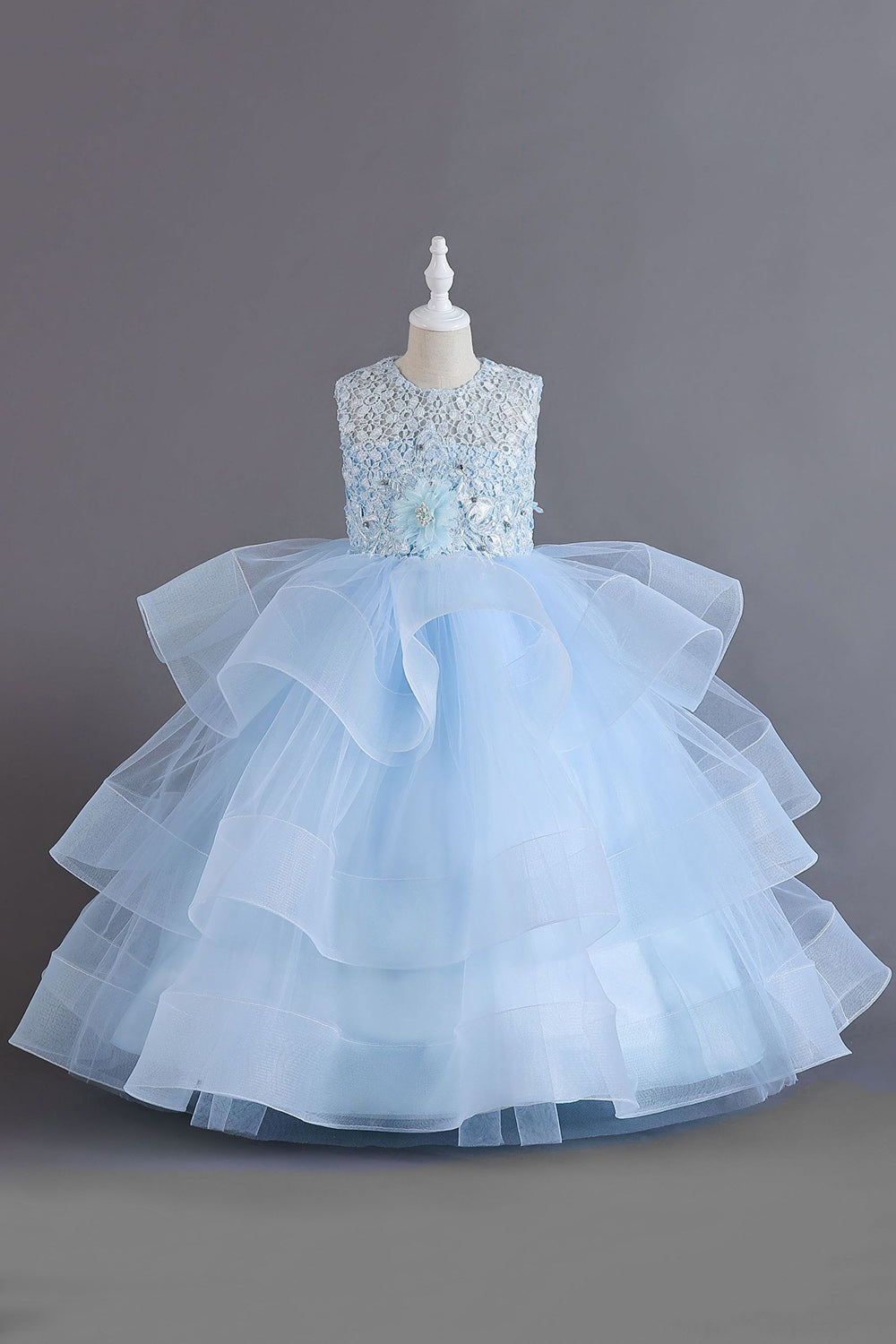 Una línea Tul Borgoña sin mangas para niñas vestidos con lazo
