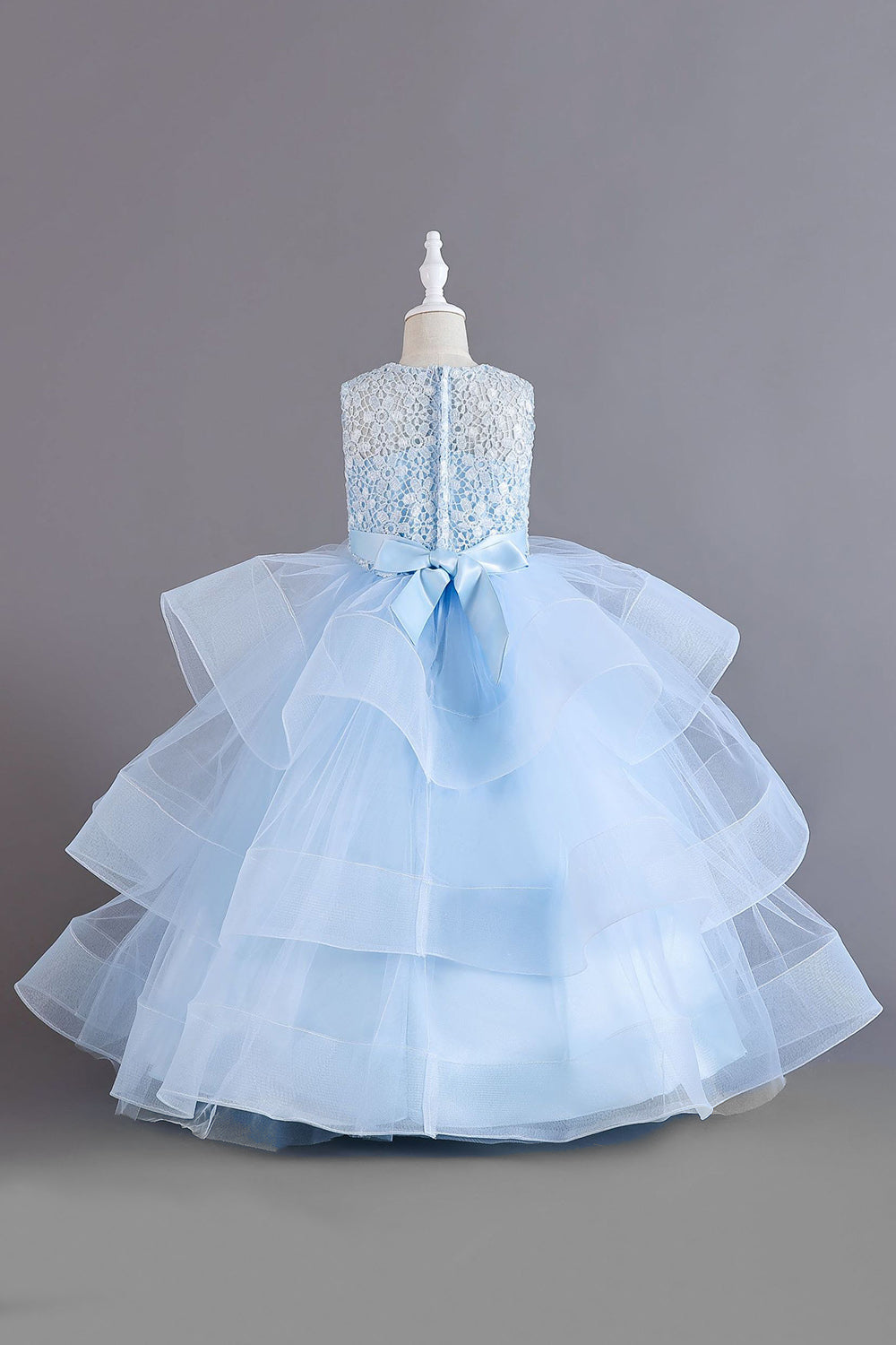 Una línea Tul Borgoña sin mangas para niñas vestidos con lazo