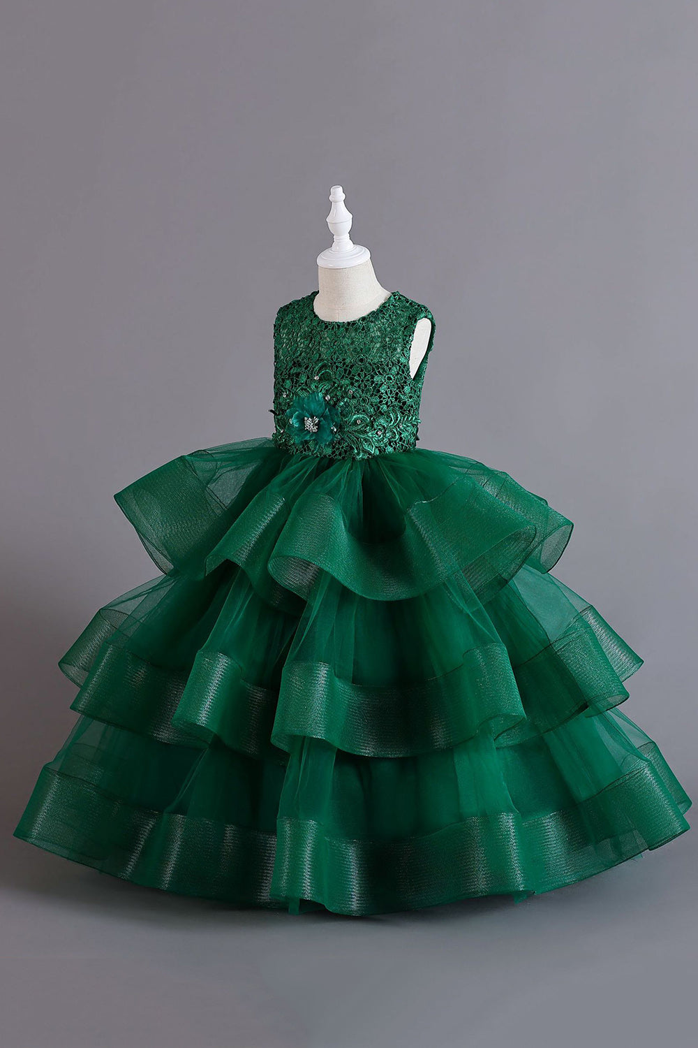 Una línea Tul Borgoña sin mangas para niñas vestidos con lazo