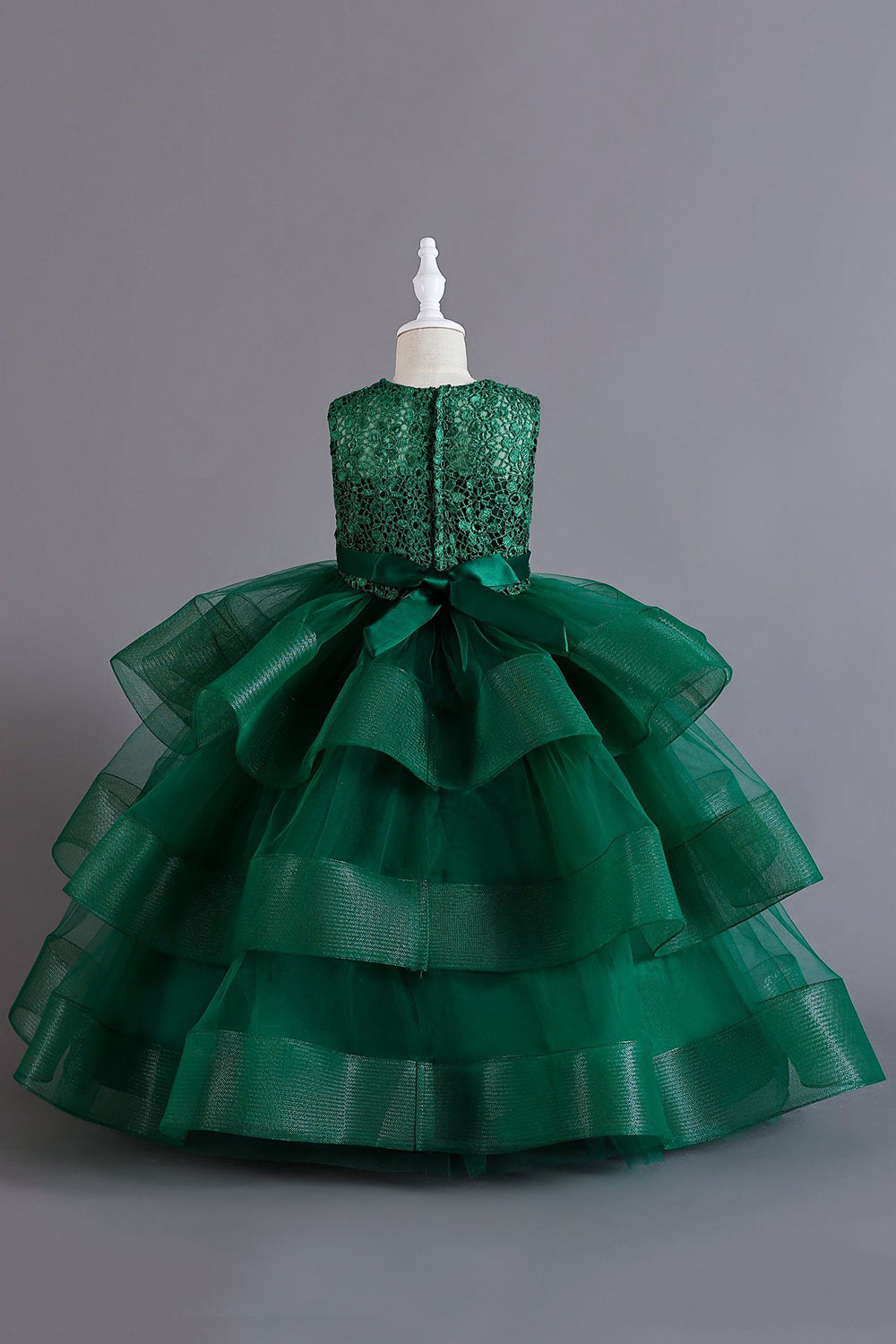 Una línea Tul Borgoña sin mangas para niñas vestidos con lazo