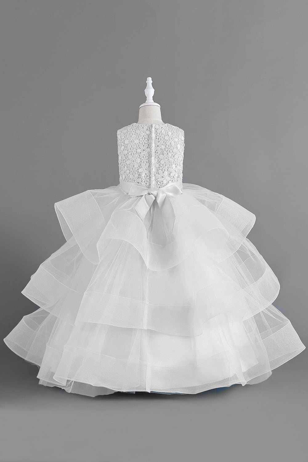 Una línea Tul Borgoña sin mangas para niñas vestidos con lazo