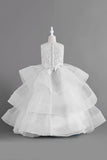 Una línea Tul Borgoña sin mangas para niñas vestidos con lazo