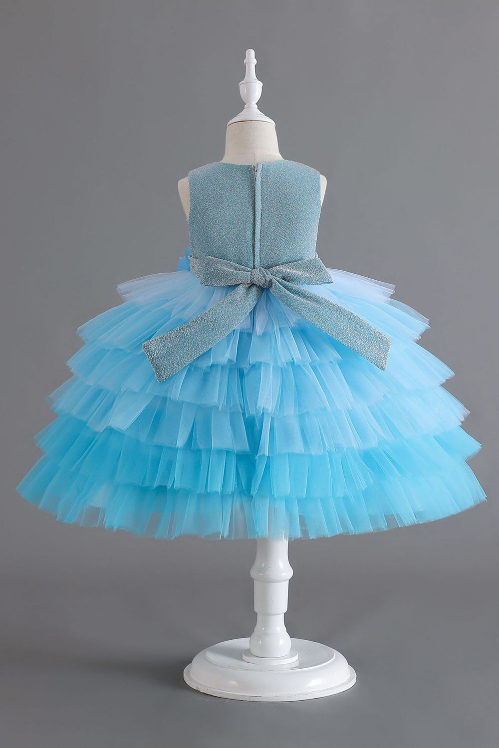 Royal Blue Sleeveless A Line Girls Vestidos con flores 3D