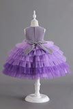 Royal Blue Sleeveless A Line Girls Vestidos con flores 3D