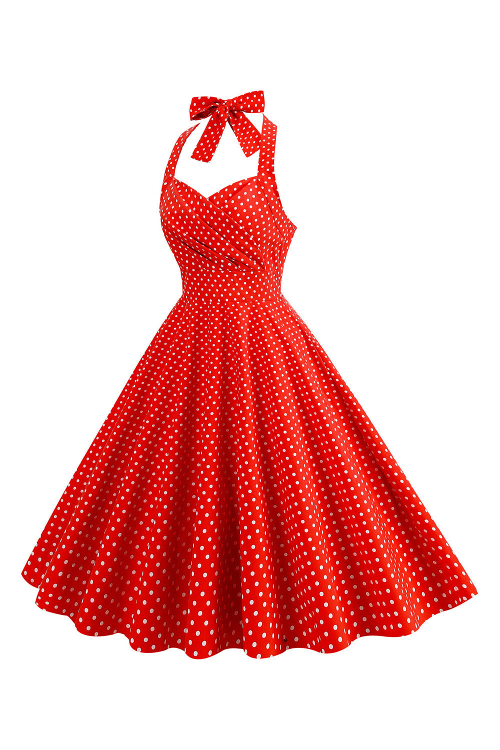 Halter Rojo Lunares 1950s Vestido