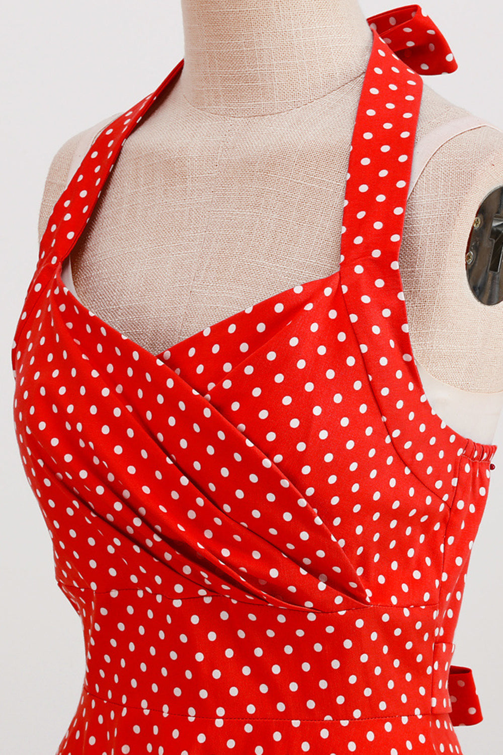 Halter Rojo Lunares 1950s Vestido