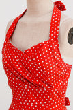 Halter Rojo Lunares 1950s Vestido