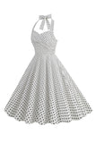 Halter Rojo Lunares 1950s Vestido