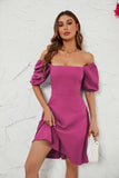 Fucsia Fuera del Hombro A-Line Vestido de Verano