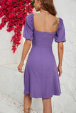 Fucsia Fuera del Hombro A-Line Vestido de Verano