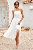 Vestido de Verano Verde Sin Tirantes A-Línea Midi