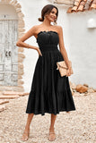 Vestido de Verano Verde Sin Tirantes A-Línea Midi