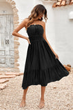 Vestido de Verano Verde Sin Tirantes A-Línea Midi