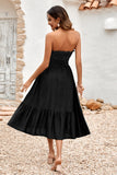 Vestido de Verano Verde Sin Tirantes A-Línea Midi