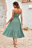 Vestido de Verano Verde Sin Tirantes A-Línea Midi