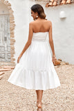 Vestido de Verano Verde Sin Tirantes A-Línea Midi