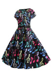 Una línea impresa Swing 1950s Vestidos