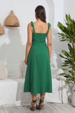 Correas de Espagueti Verde Vestido de Verano